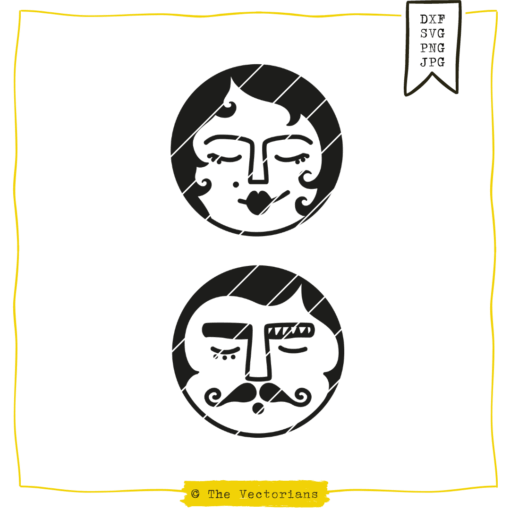 Round Happy Faces Mann und Frau Rund Plottdatei
