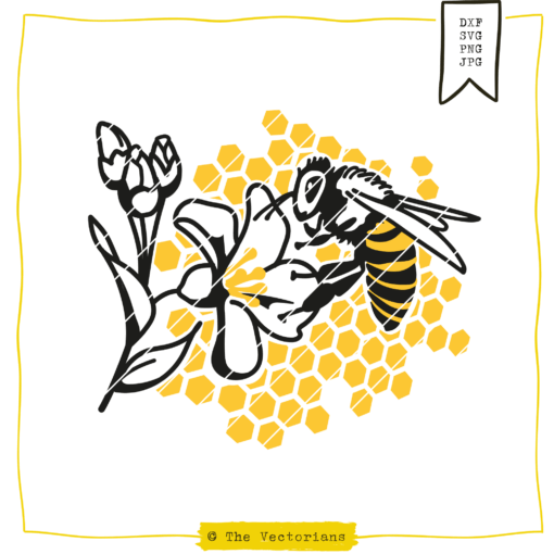 The Vectotians Plotterdatei Biene Honig Waben Blume