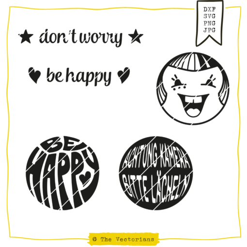 The Vectorians Plotterdatei Rund Don't worry be happy Smilie