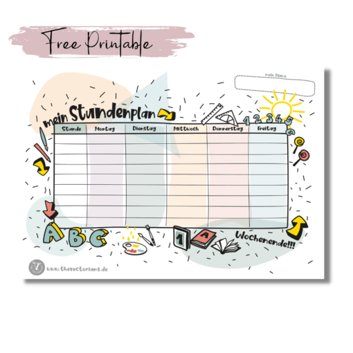 TheVectorians_Stundenplan Freebie Druckvorlage