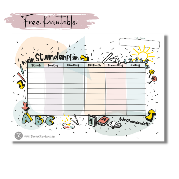 TheVectorians_Stundenplan Freebie Druckvorlage