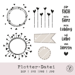 TheVectorians_Plotterdatei Herzkränze für Valentinstag, Hochzeit, Liebe, Geburtstag
