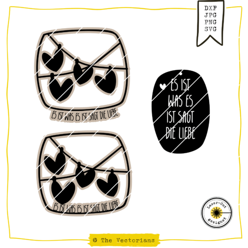 Laserdatei Herzgirlande SVG DXF Liebe DIY Dekoration Herzen und Sprüche als Girlande – Datei zum Lasern & Plotten