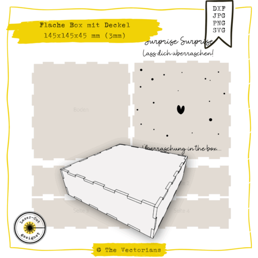 Laserdatei flache Box SVG DXF Stecksystem Verpackung DIY Geschenkschachtel zum Lasern – flache Holzbox
