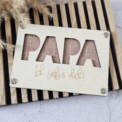Einsteckarte Papa Holz