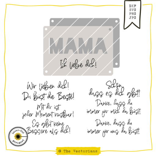 TheVectorians_Lasercut_Fotokarte Mama Einsteckkarte Laserdatei Einsteckkarte Mama SVG DXF Muttertagskarte