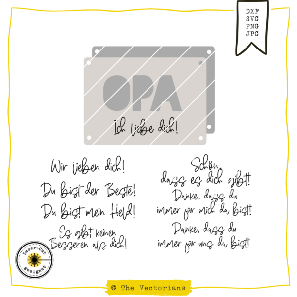 TheVectorians_Lasercut_Fotokarte Opa Einsteckkarte Laserdatei Einsteckkarte Opa SVG DXF Vatertagskarte DIY Gutscheinkarte Opa – Laservorlage Einschubkarte