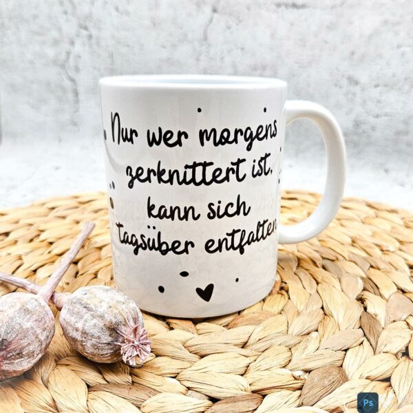 Motivationsspruch "Nur wer morgens zerknittert ist, kann sich tagsüber entfalten" [Digital] – Bild 5