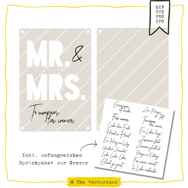 TheVectorians_Laserdatei_Fotokarte_Mr Mrs Laserdatei Hochzeitskarte Mr & Mrs SVG DXF