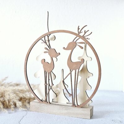 Rehe im Winterwald Lasercutdatei
