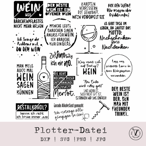 TheVectorians_Plotterdatei WeinSPrüche zum Plotten Plotterdatei Weinsprüche SVG DXF PNG
