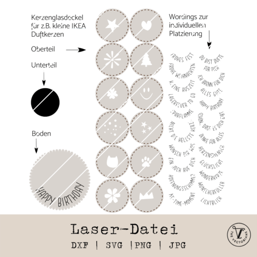 TheVectorians_Laserdatei_Kerzenglasaufleger mit Botschaft