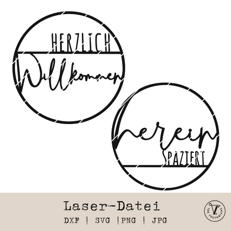 TheVectorians_Türschilder Laserdatei Hereinspaziert und Herzlich Willkommen