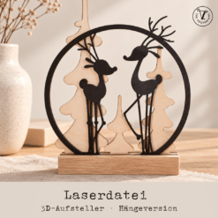 Laserdatei Rehe im Winterwald – 3D-Aufsteller für Weihnachten & Winter [Digital]