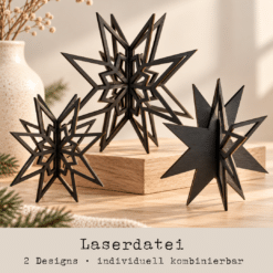 Laserdatei 3D-Sterne zum Stecken – 2 kombinierbare Designs [Digital]