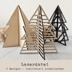 Laserdatei 3D-Weihnachtsbäume zum Stecken – 2 kombinierbare Designs [Digital]