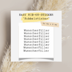 Rub-On-Sticker-Set „Wunscherfüller“ mit 8 transparenten Rubbelstickern – ideal für Reagenzgläser und DIY-Geschenke.