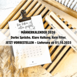 Männerkalender 2026 mit Holzaufsteller und ironischem Spruch – derbe Sprüche für den Schreibtisch,